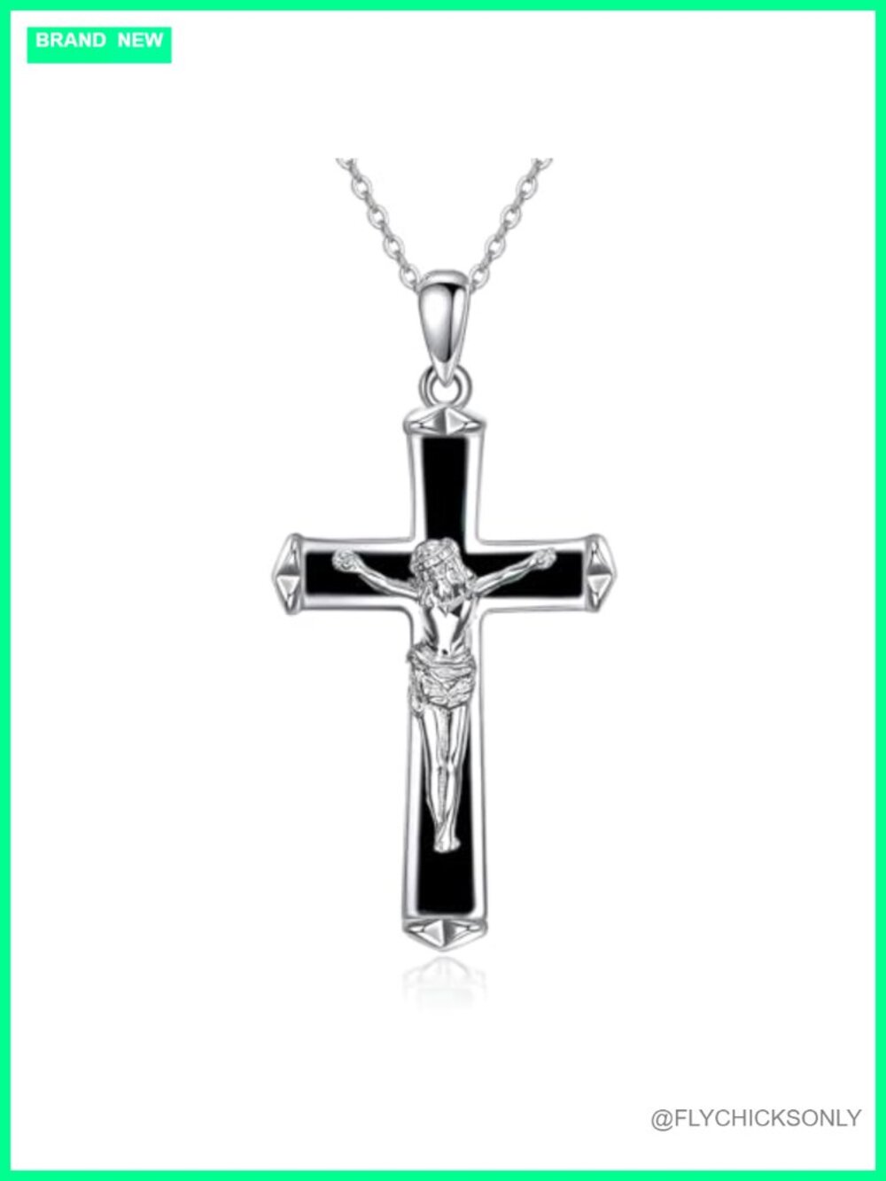 925 Sterling Silver Cross Pendant Necklace 18+2" Chain